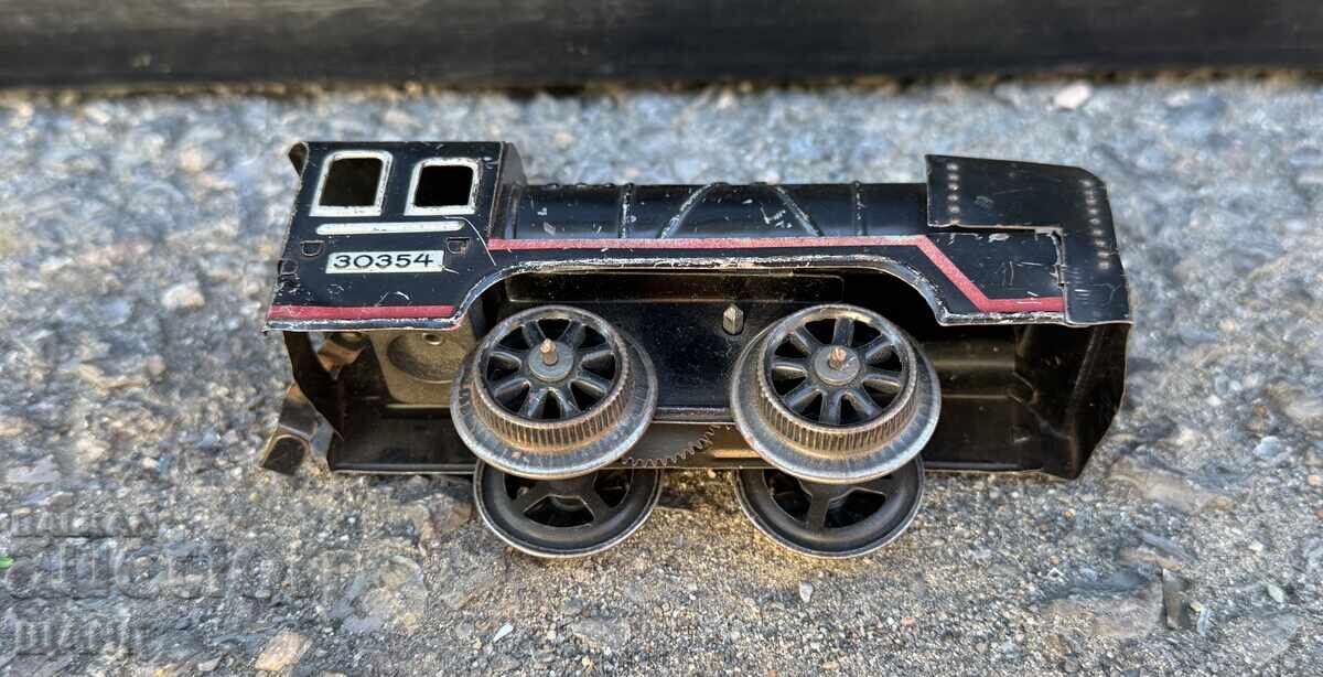 Jucărie mecanică veche germană din metal, tren, locomotivă - 5