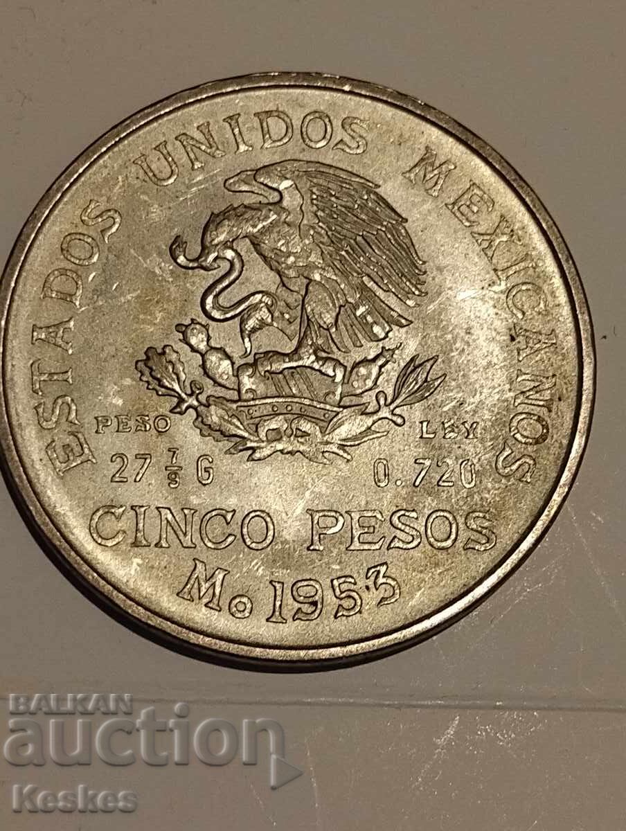 Licitație Mexic 5 pesos 1953 Licitație Mexic 5 pesos 1953