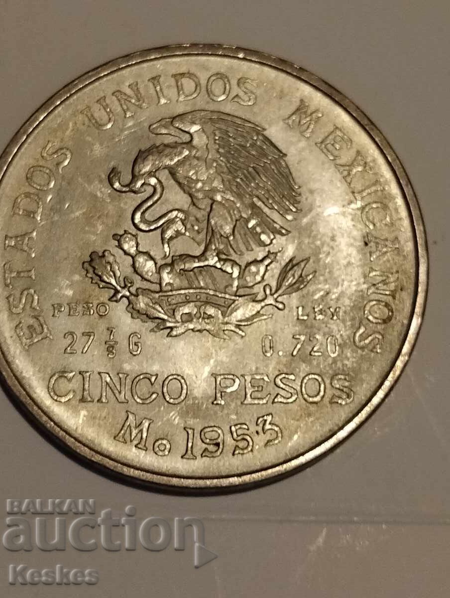 Livrarea Mexic 5 pesos 1953 Livrarea Mexic 5 pesos 1953