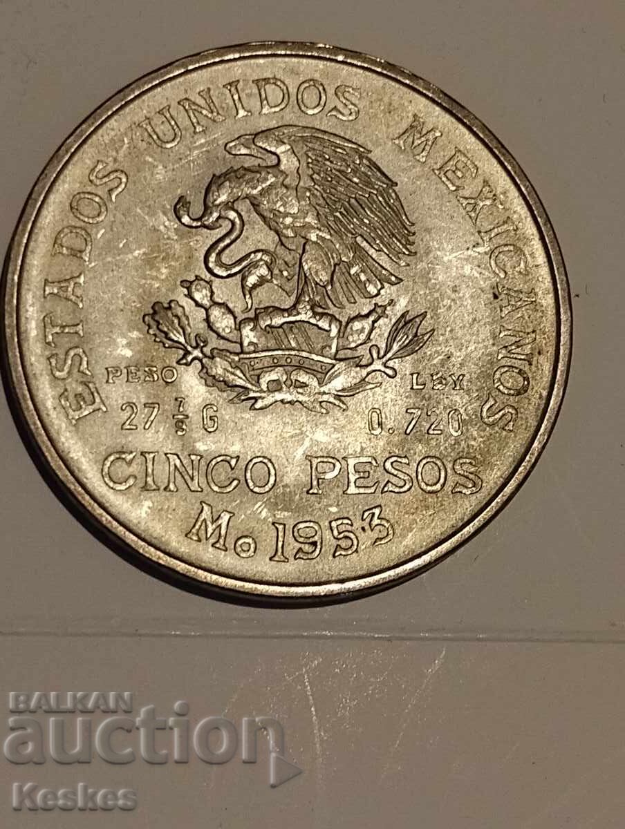 Mexic 5 pesos 1953 - 6 Mexic 5 pesos 1953 - 6