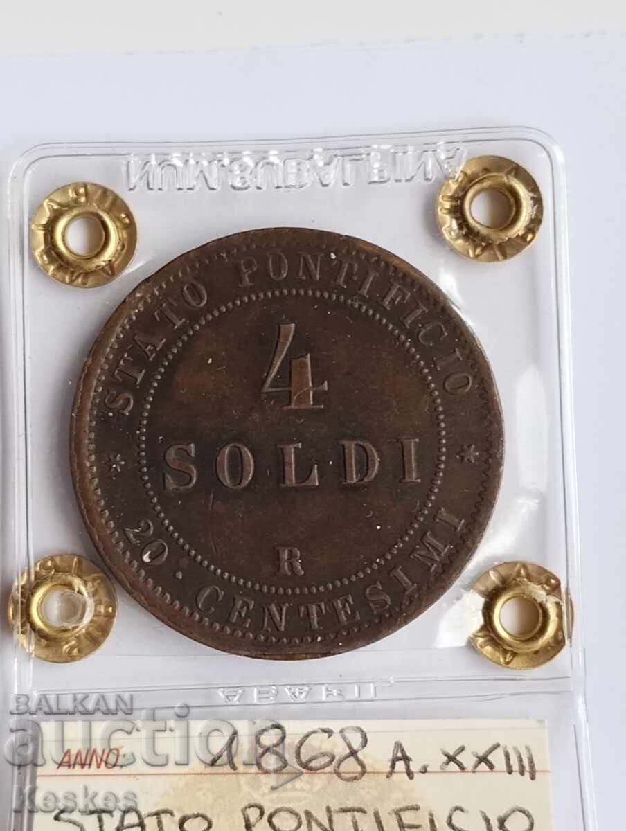 Auction  Vatican 4 soldi 1868