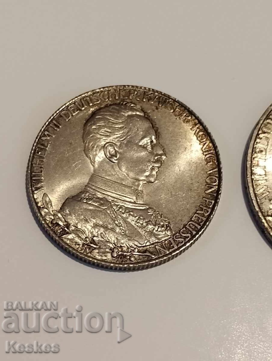 Licitație Germania Prusia 2 și 3 mărci 1913