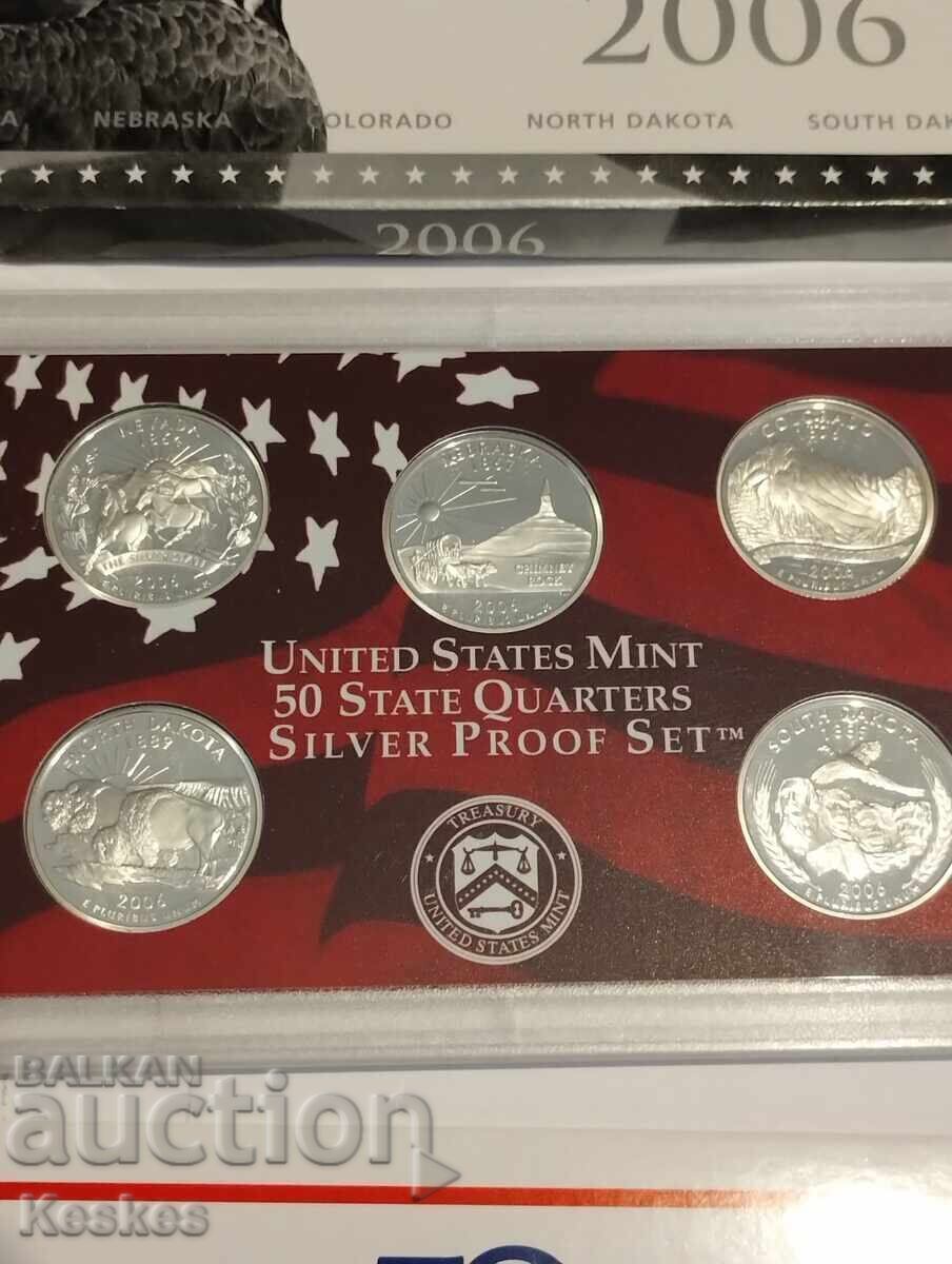 SUA 2006 set 5 monede de argint 25 cenți mat-lucios cu preț € 90.00 | 176.03 BGN SUA 2006 set 5 monede de argint 25 cenți mat-lucios cu preț € 90.00 | 176.03 BGN