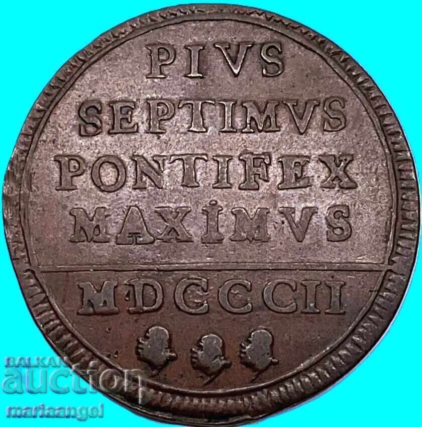 1 baiocco 1802 Vatican Roma Pius al VII-lea 11,62g - rar
