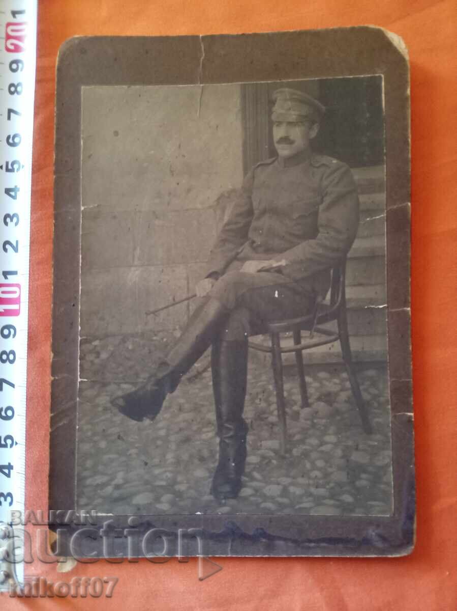Fotografie pe carton ofițer regal Primul Război Mondial Fotografie pe carton ofițer regal Primul Război Mondial