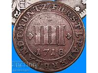 4 πφένιγκ 1718 Γερμανία Επισκοπή Πάντερμπορν 2,28γρ