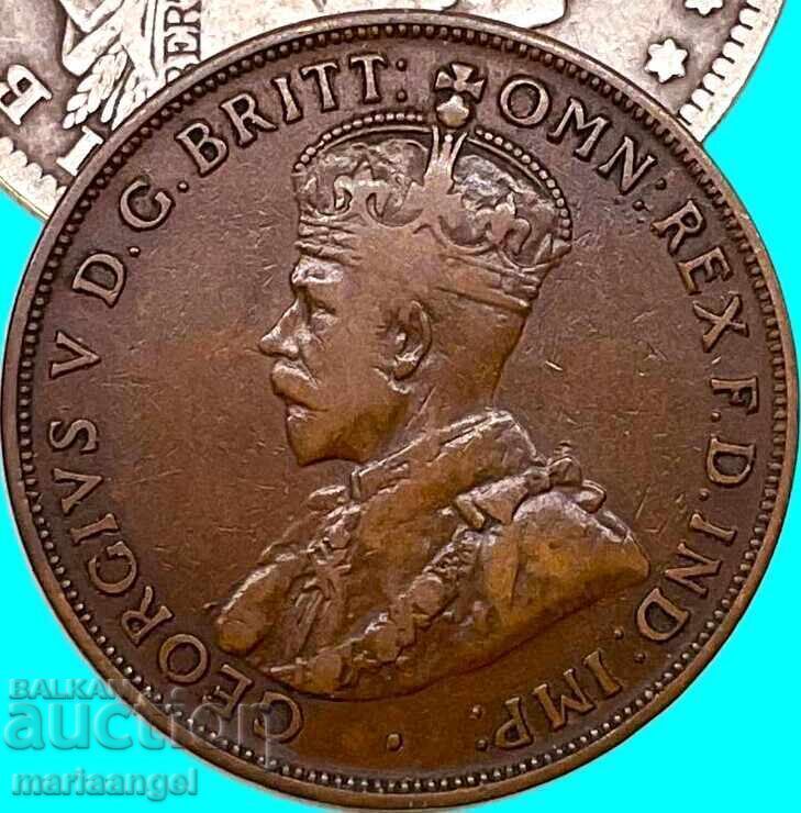 Livrarea Marea Britanie 1 penny 1917 Australia George V 30mm bronz