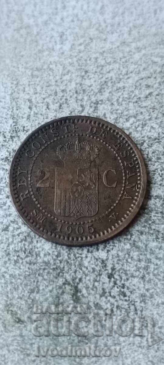 Spania 2 céntimos 1905