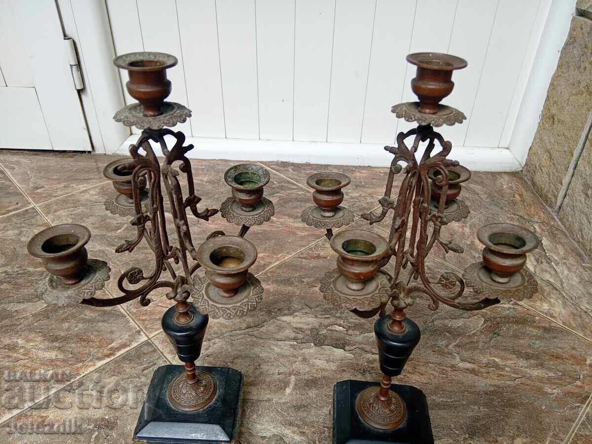 Licitație Două sfeșnice bronz/marmură Franța secolul XIX