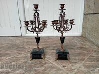 Două sfeșnice bronz/marmură Franța secolul XIX