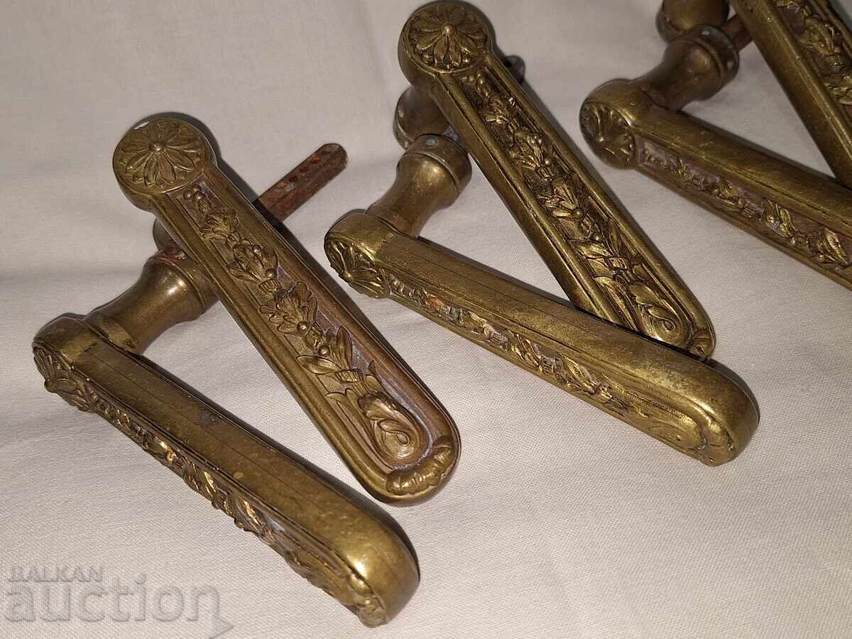 Licitație Mânere vechi din bronz pentru ușă/mobilier--3 bucăți