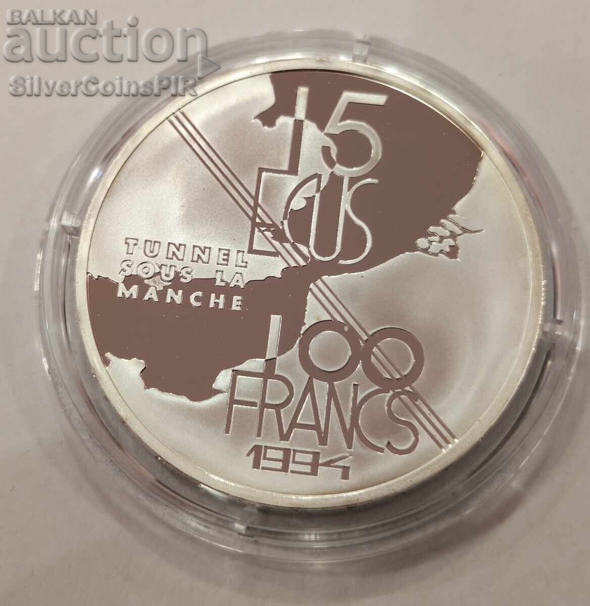 Delivery of Silver 15 Ecu/100 Francs Eurotunnel 1994 France Delivery of Silver 15 Ecu/100 Francs Eurotunnel 1994 France