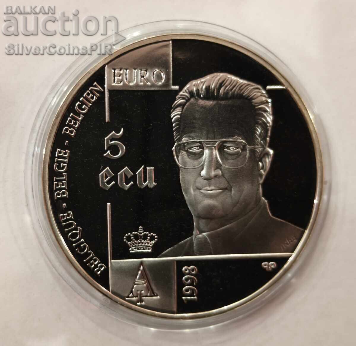 Argint 5 Ecu Declarația Drepturilor Omului 1998 Belgia - 5 Argint 5 Ecu Declarația Drepturilor Omului 1998 Belgia - 5