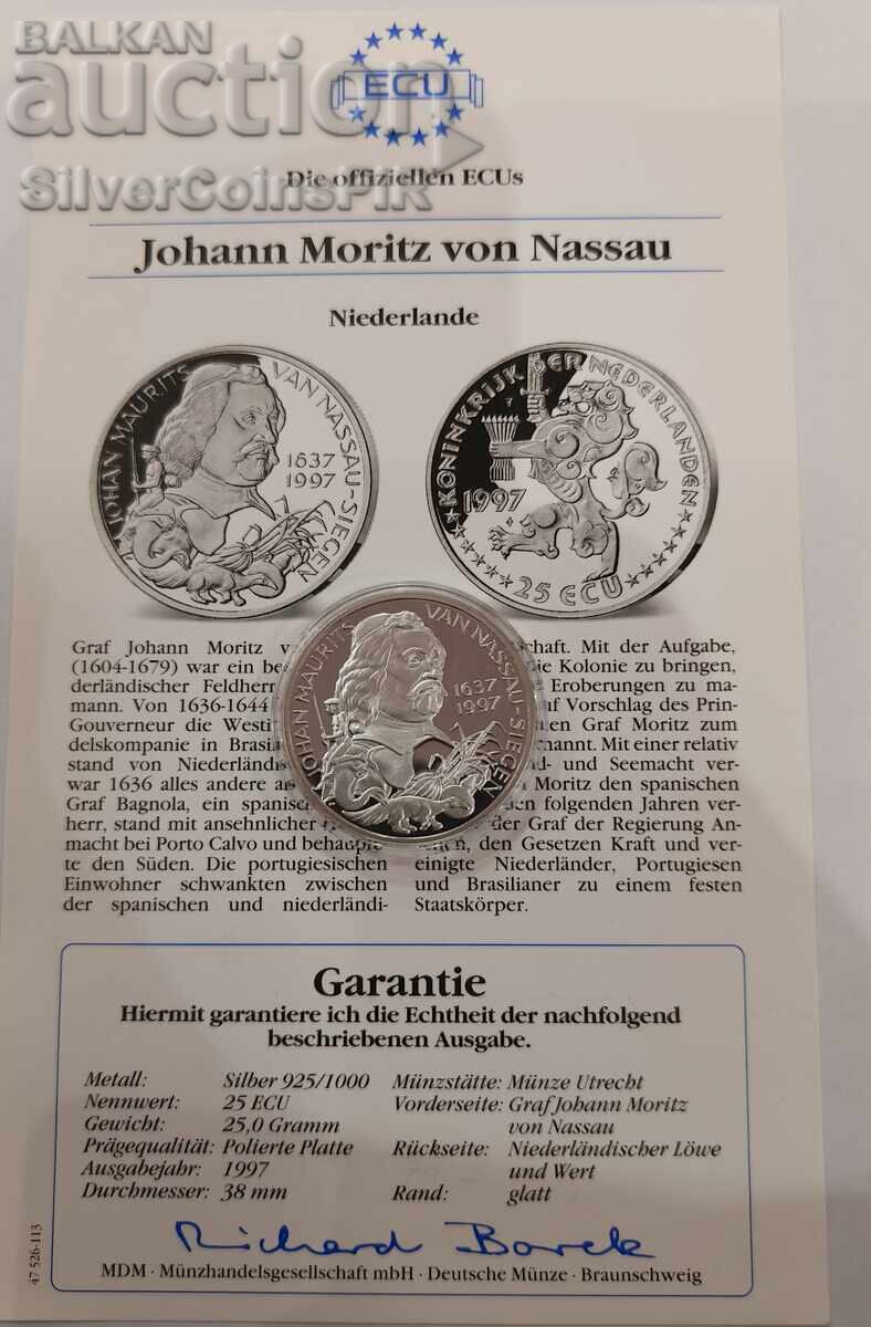 Argint 25 ECU Johan Maurits 1997 Olanda cu preț € 47.89 | 93.67 BGN Argint 25 ECU Johan Maurits 1997 Olanda cu preț € 47.89 | 93.67 BGN