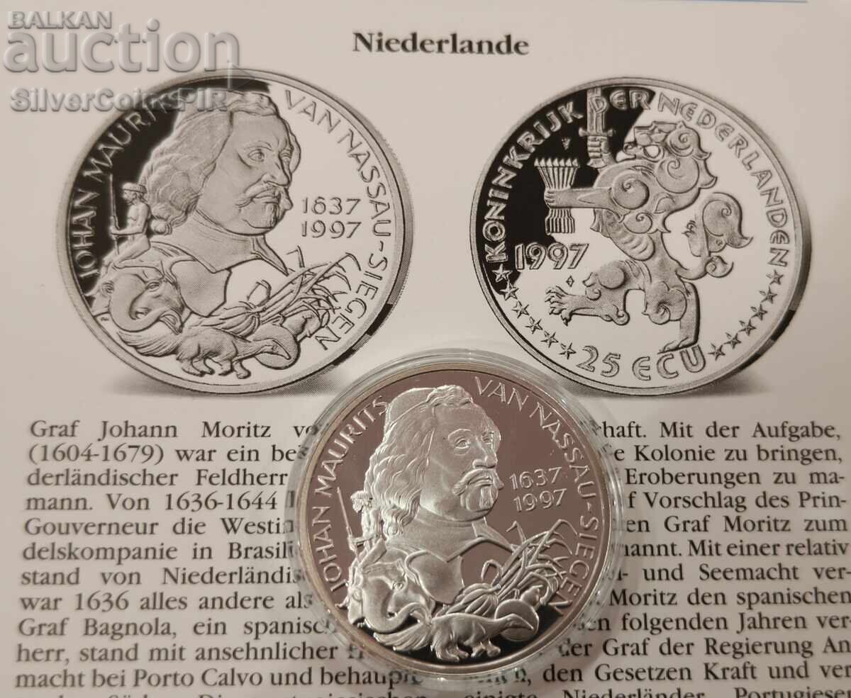Argint 25 ECU Johan Maurits 1997 Olanda Argint 25 ECU Johan Maurits 1997 Olanda
