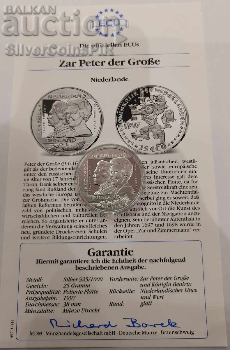 Silver 25 Ecu Friendship with Russia 1997 Netherlands with price € 48.00 | 93.88 BGN