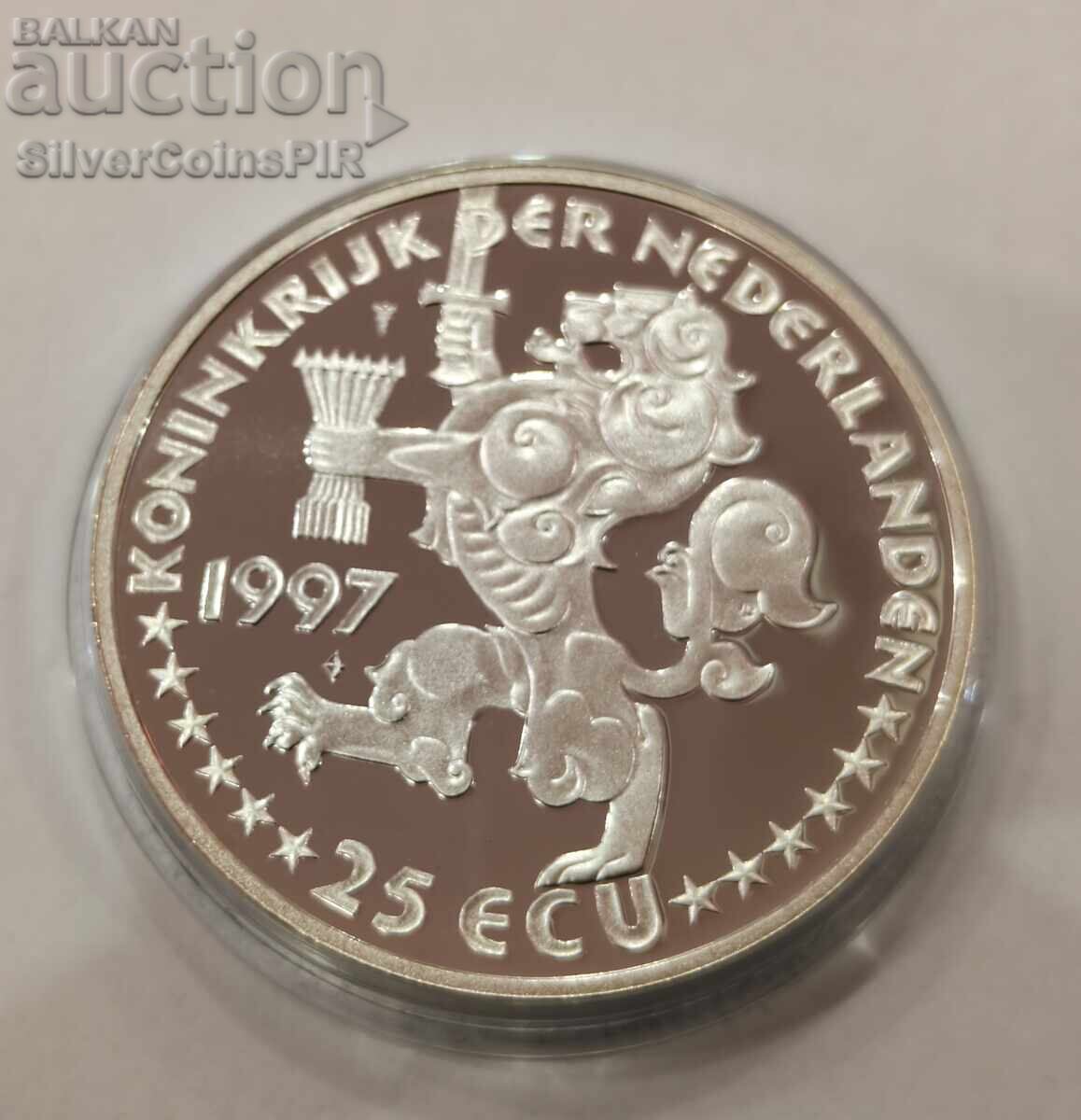 Silver 25 Ecu Friendship with Russia 1997 Netherlands - 6