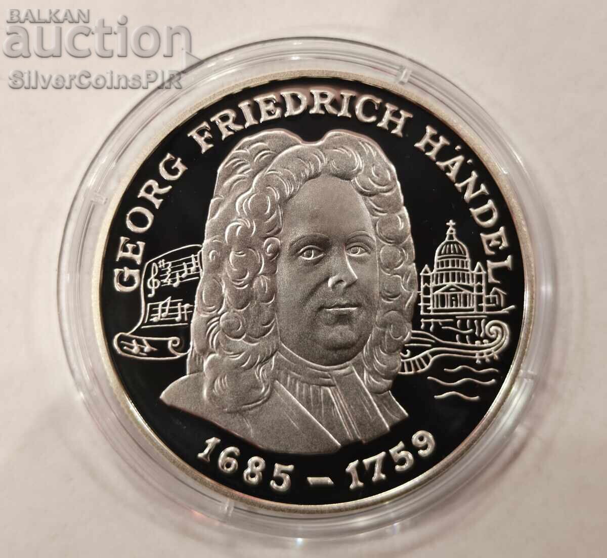 Auction Silver 10 Dinars George Handel 1998 Andorra Auction Silver 10 Dinars George Handel 1998 Andorra