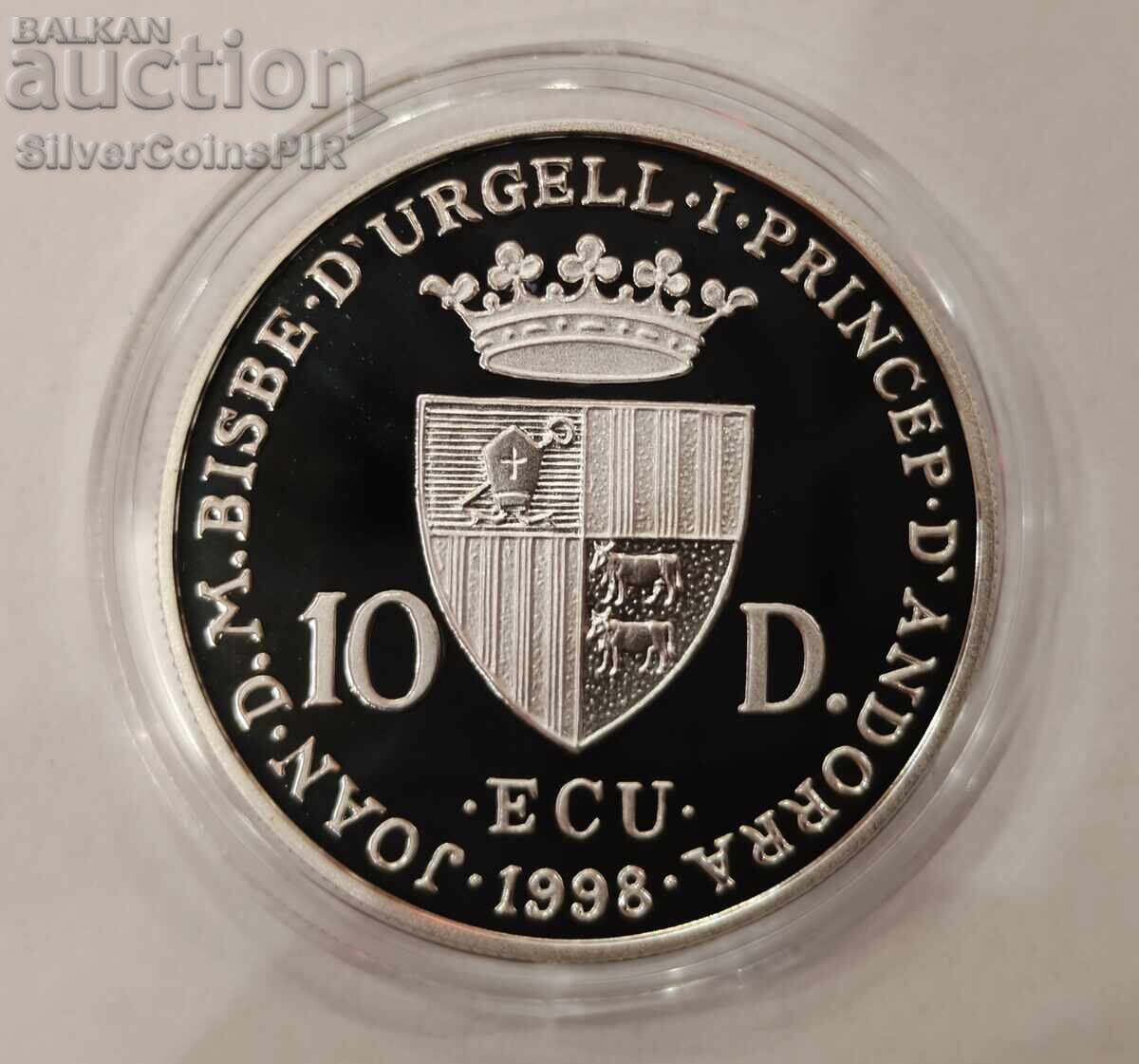 Silver 10 Dinars George Handel 1998 Andorra - 5 Silver 10 Dinars George Handel 1998 Andorra - 5