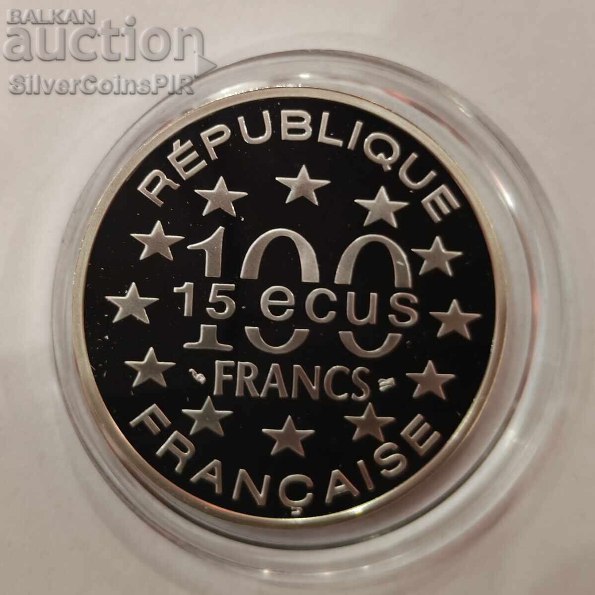 Licitație Argint 15 Ecu/100 Franci Partenon 1995 Franța