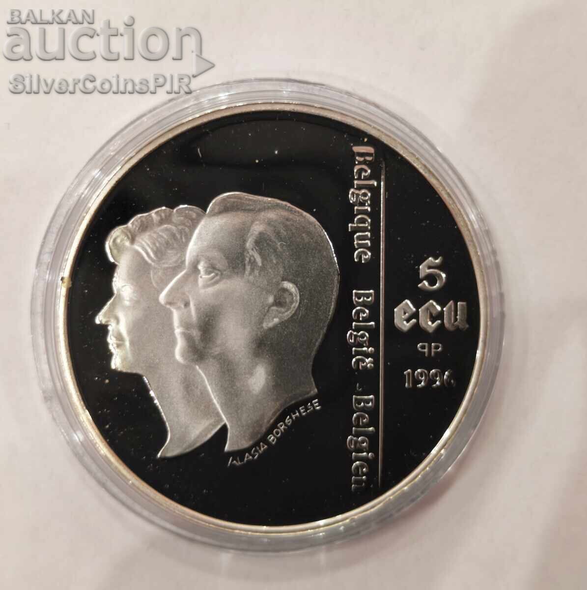 Auction  Silver 5 ECU 50g. UNICEF 1996 Belgium