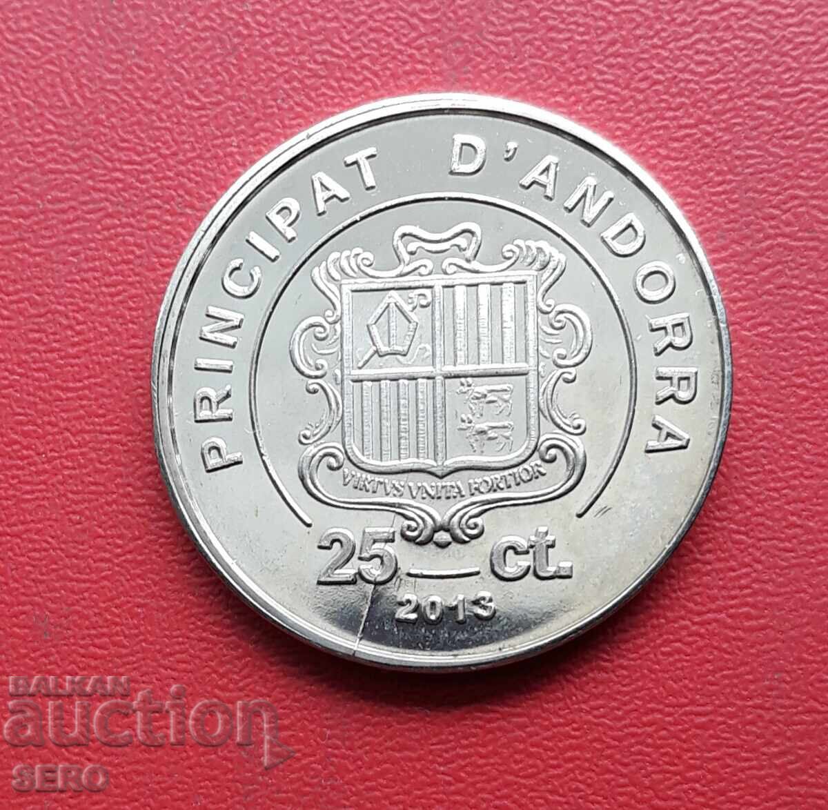 Andorra-25 cents 2013-extremely rare-mintage 17,500 pcs. BU