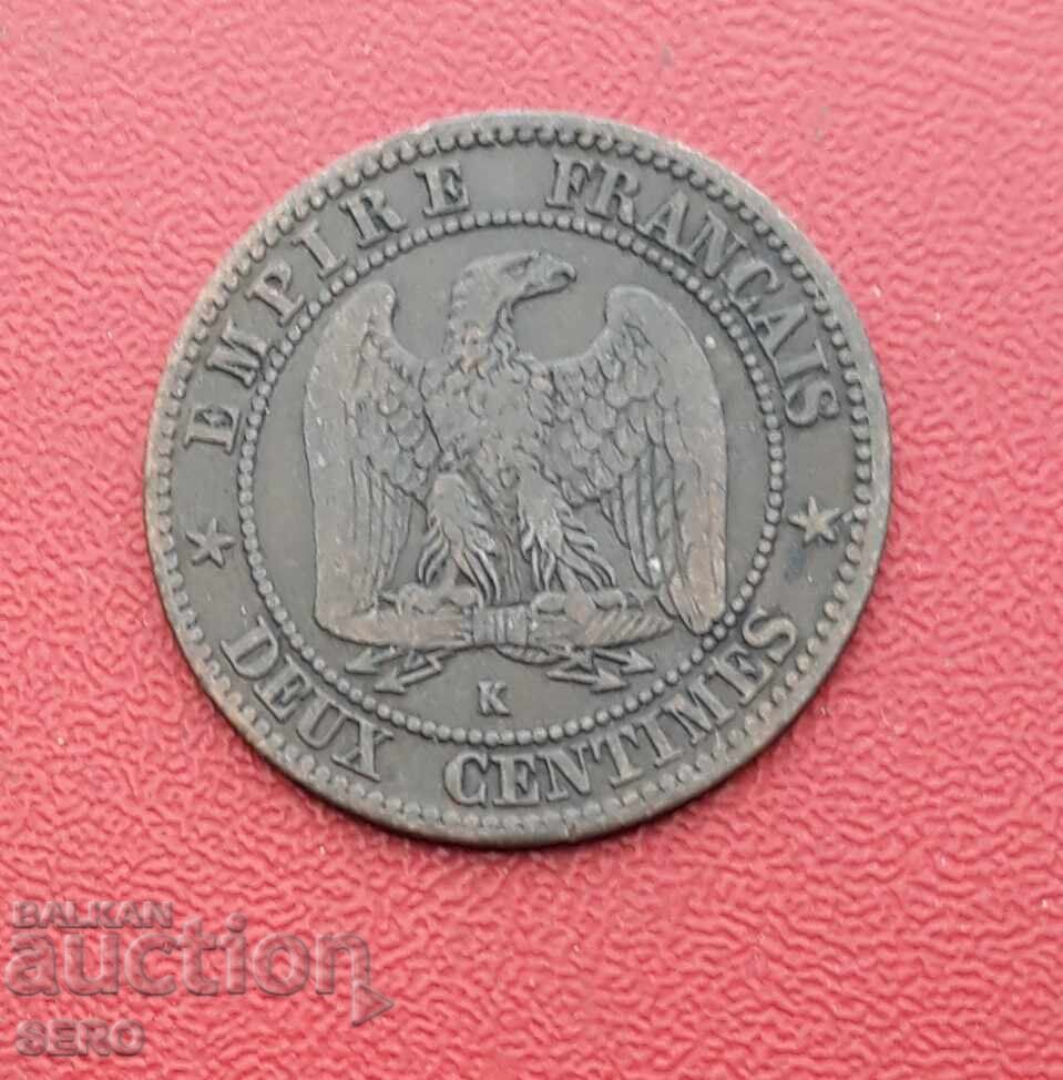 France-2 cents 1862 K-Bordeaux