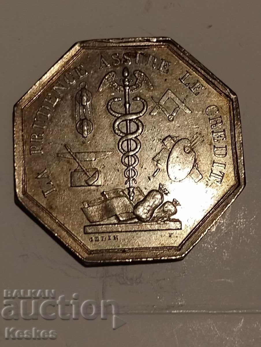 Silver French token 1822