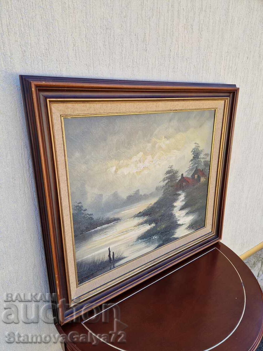 Frumos pictură antică în ulei pe pânză - 7