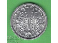 (¯`'•.¸ 2 franci 1948 AFRICA ECUATORIALĂ FRANCEZĂ UNC
