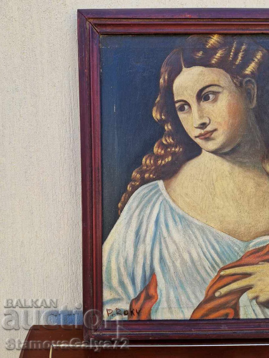 Beautiful antique oil on canvas painting - 5