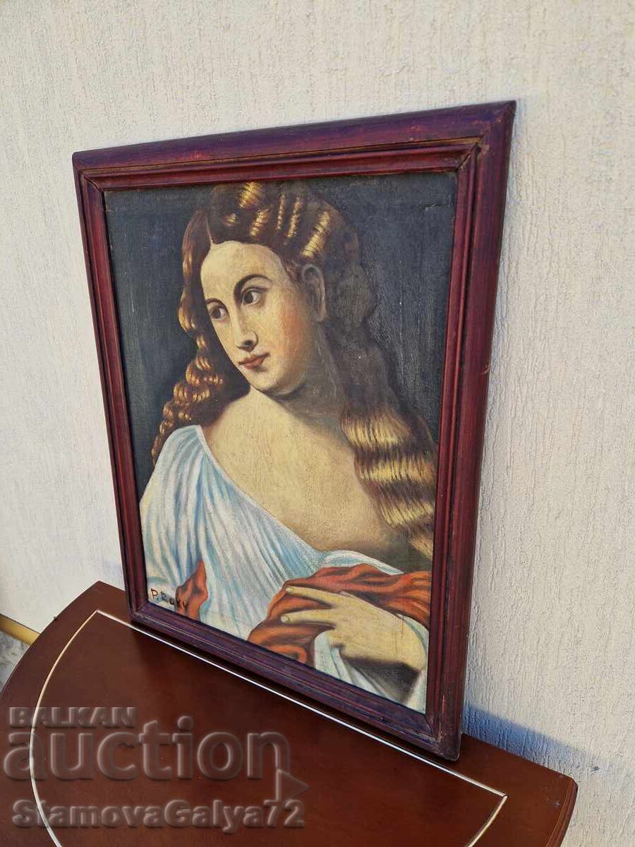 Beautiful antique oil on canvas painting - 6