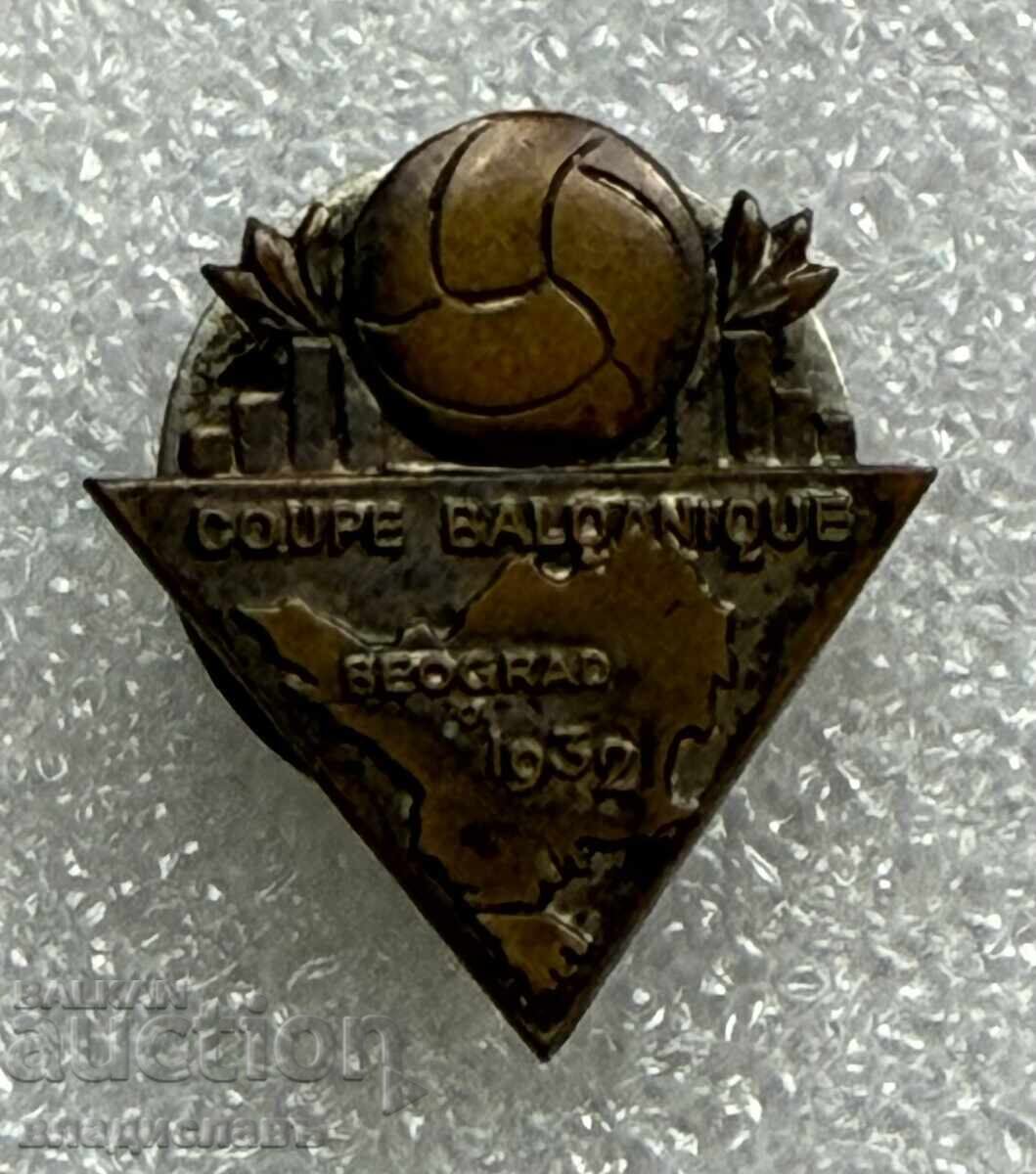 insignă veche de fotbal butonieră Cupa Balcanică BELGRAD 1932 cu preț € 500.00 | 977.92 BGN