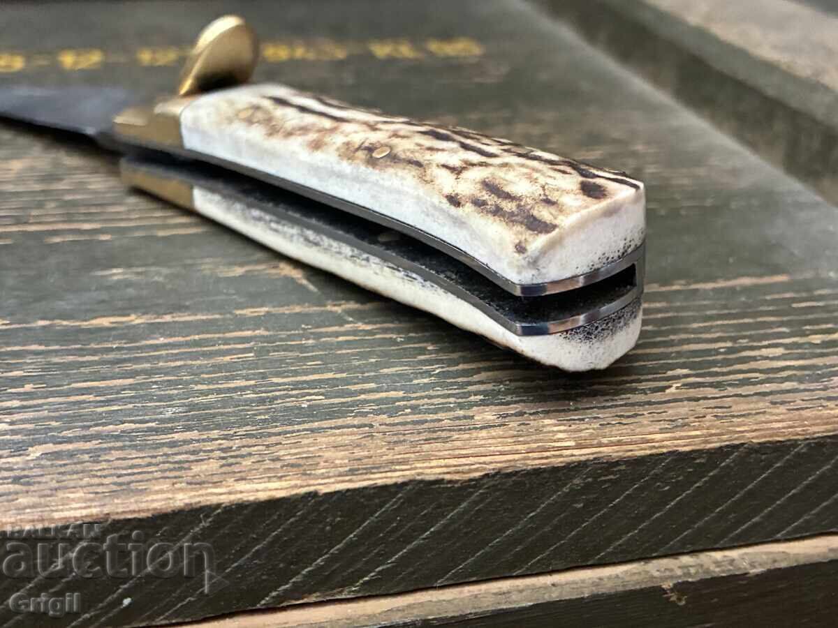Livrarea Cuțit de buzunar/pliabil. Oțel Damasc, corn de cerb Livrarea Cuțit de buzunar/pliabil. Oțel Damasc, corn de cerb