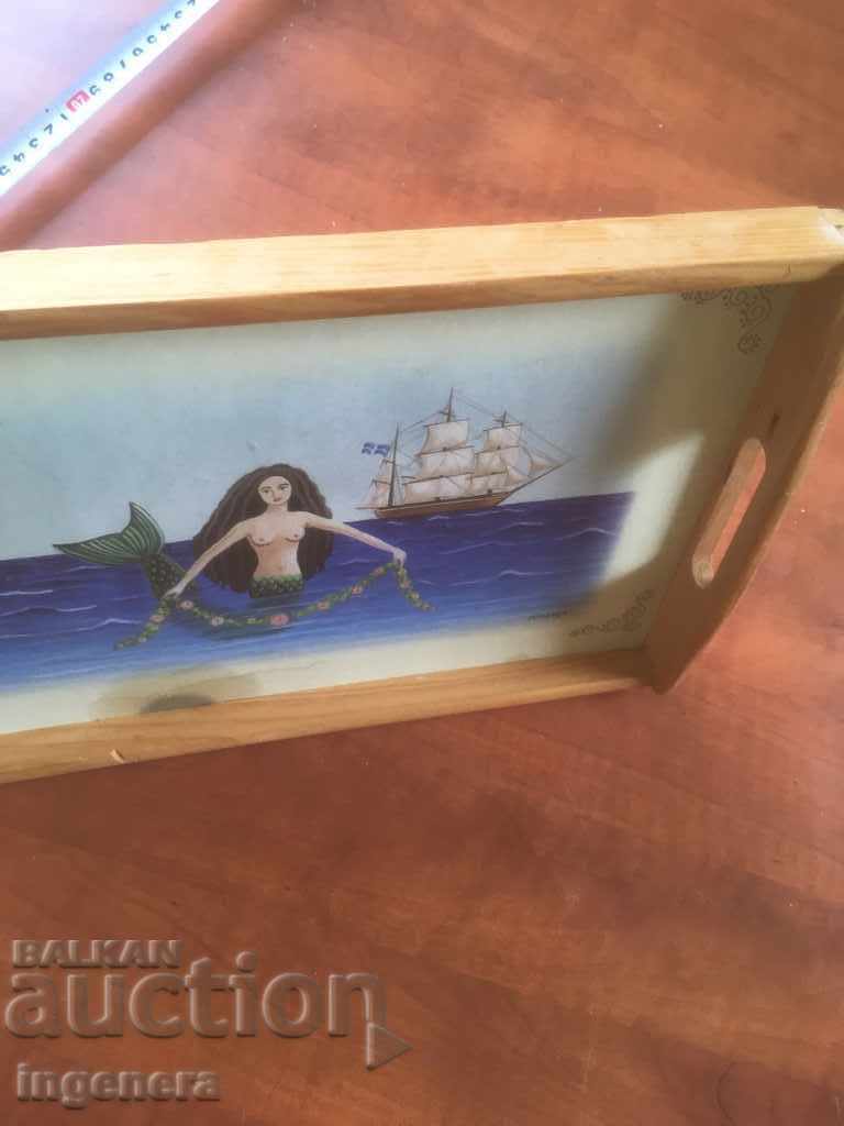 Auction  WOODEN TRAY ANTIQUE