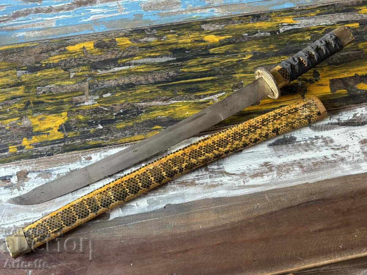 Veche sabie asiatică, chinezească, lamă, 67 cm - 6