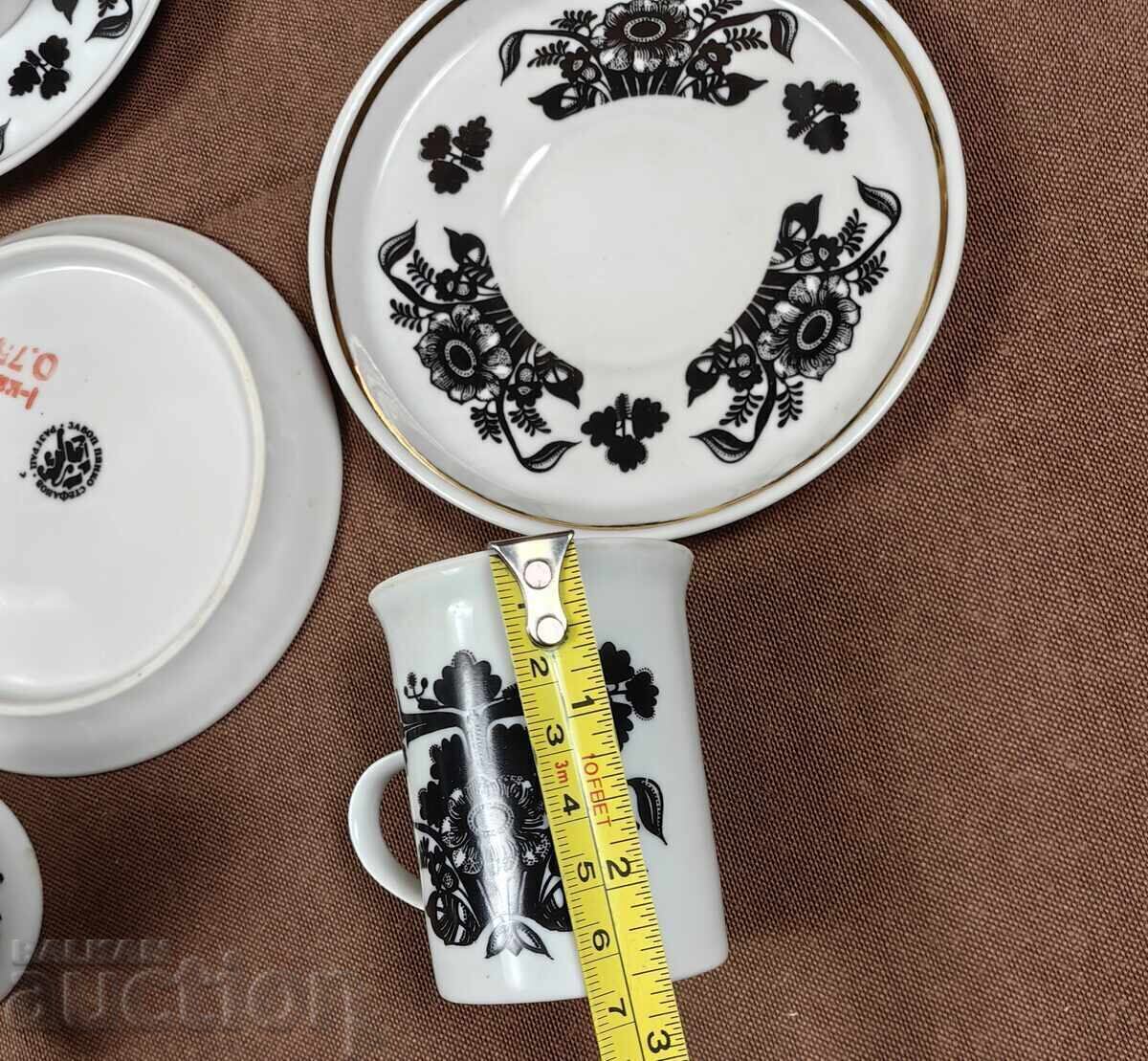 UNUSED PORCELAIN COFFEE SET CUP SAUCER CUPS SET - 5