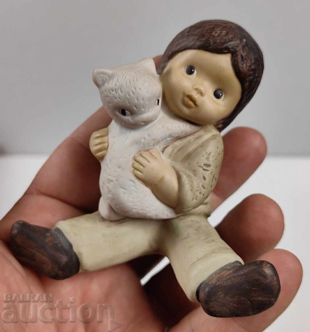 GOEBEL Goebel Cat Child Porcelain Figurine Marked GOEBEL Goebel Cat Child Porcelain Figurine Marked
