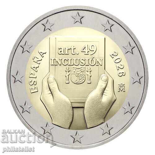 Испания 2026 - 2 евро - Член 49 от Конституцията UNC /c с цена € 4.50 | 8.80 лв.