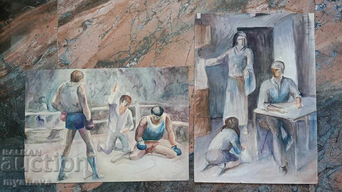 Tablouri vechi, acuarele cu semnătură și an