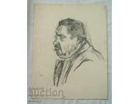 Desen vechi în creion - cap de bărbat, portret