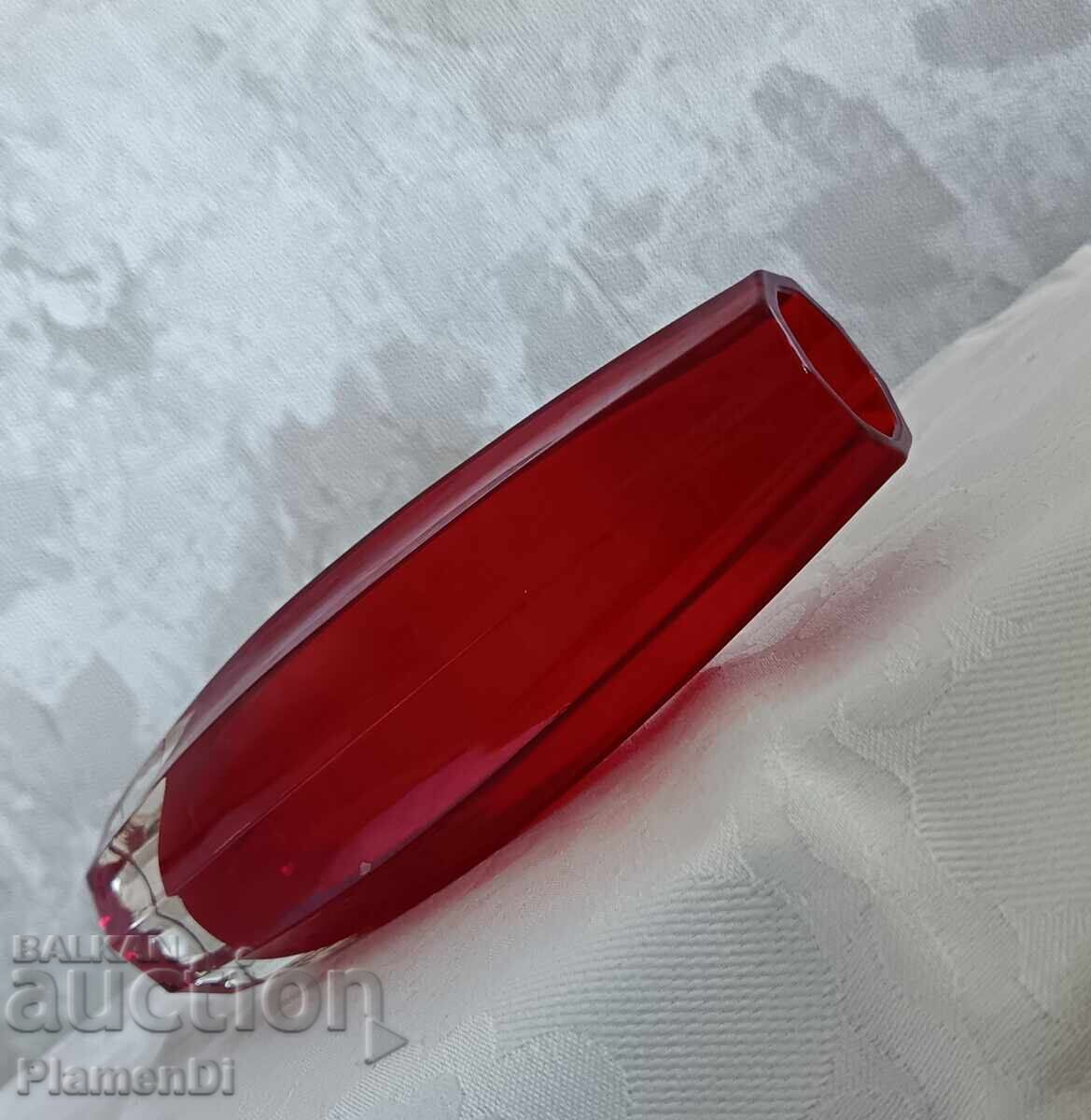 Livrarea Vază din cristal de Boemia, tehnică Sommerso, 18 cm