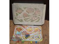 LEMEZ Vintage Hungarian metal toy track with cars with box