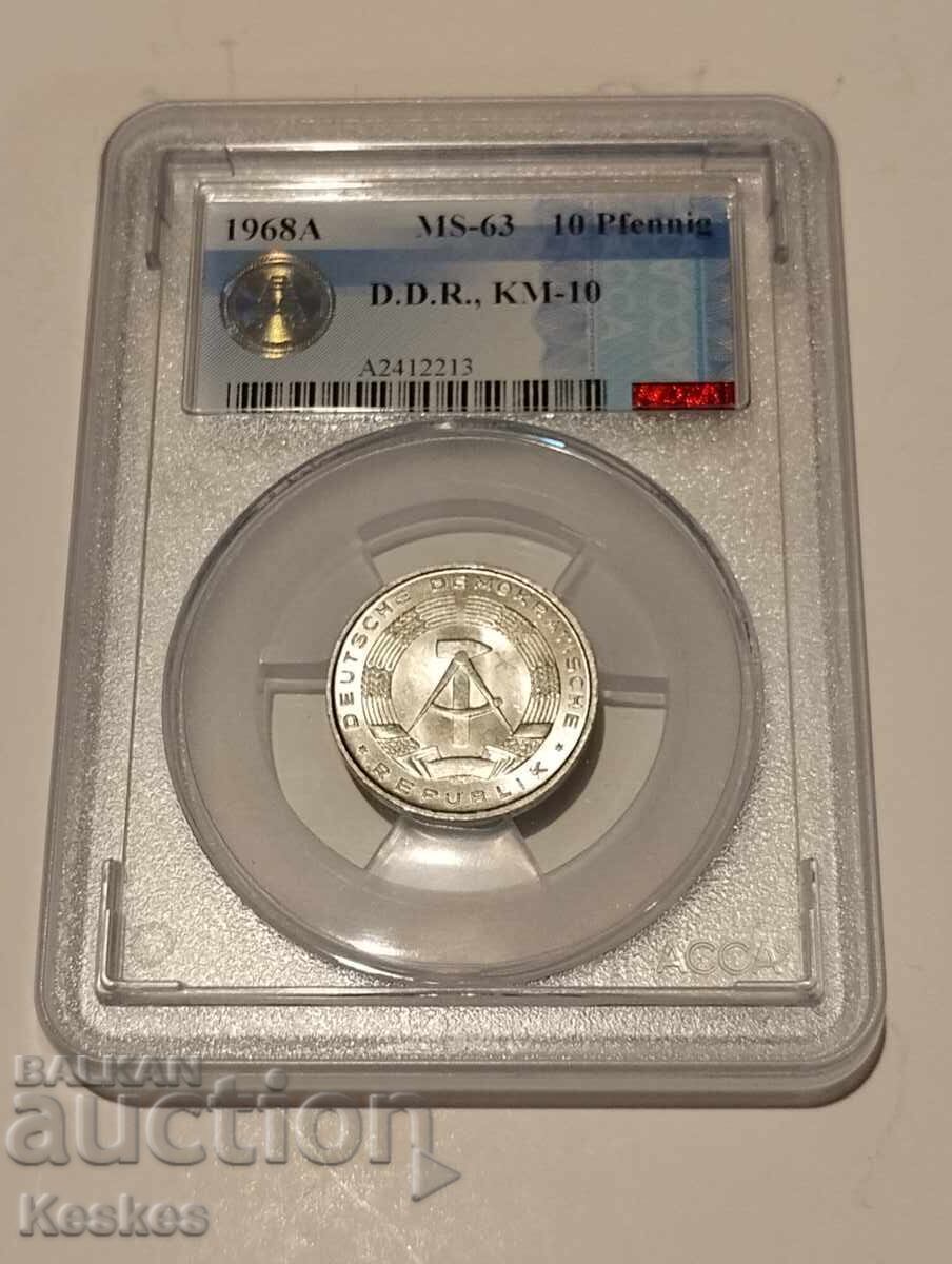 ГДР (Германска демократична република) 10 пфенниг 1968г. с цена € 25.00 | 48.90 лв. ГДР (Германска демократична република) 10 пфенниг 1968г. с цена € 25.00 | 48.90 лв.