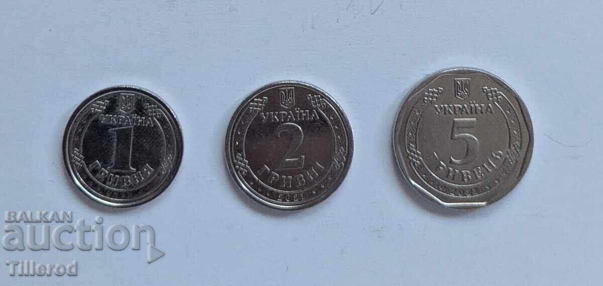 Set monede Ucraina (1, 2, 5 grivne) 2021 - De la 1 cent Set monede Ucraina (1, 2, 5 grivne) 2021 - De la 1 cent