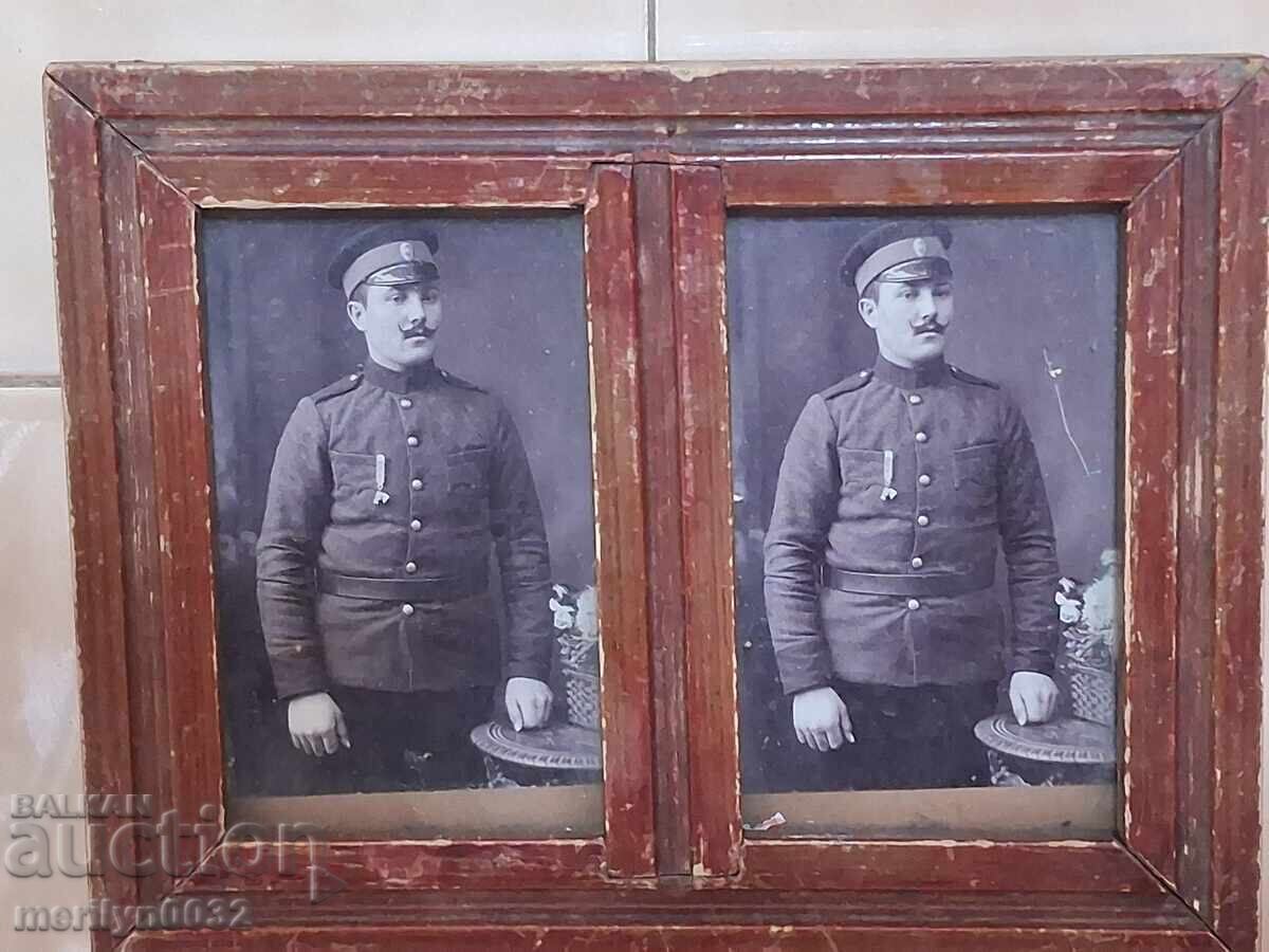 Fotografie veche în ramă, fotografie, portret soldat în uniformă - 6