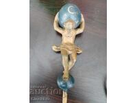 Wooden Atlas Figure from an antique Dutch Frisian Clock