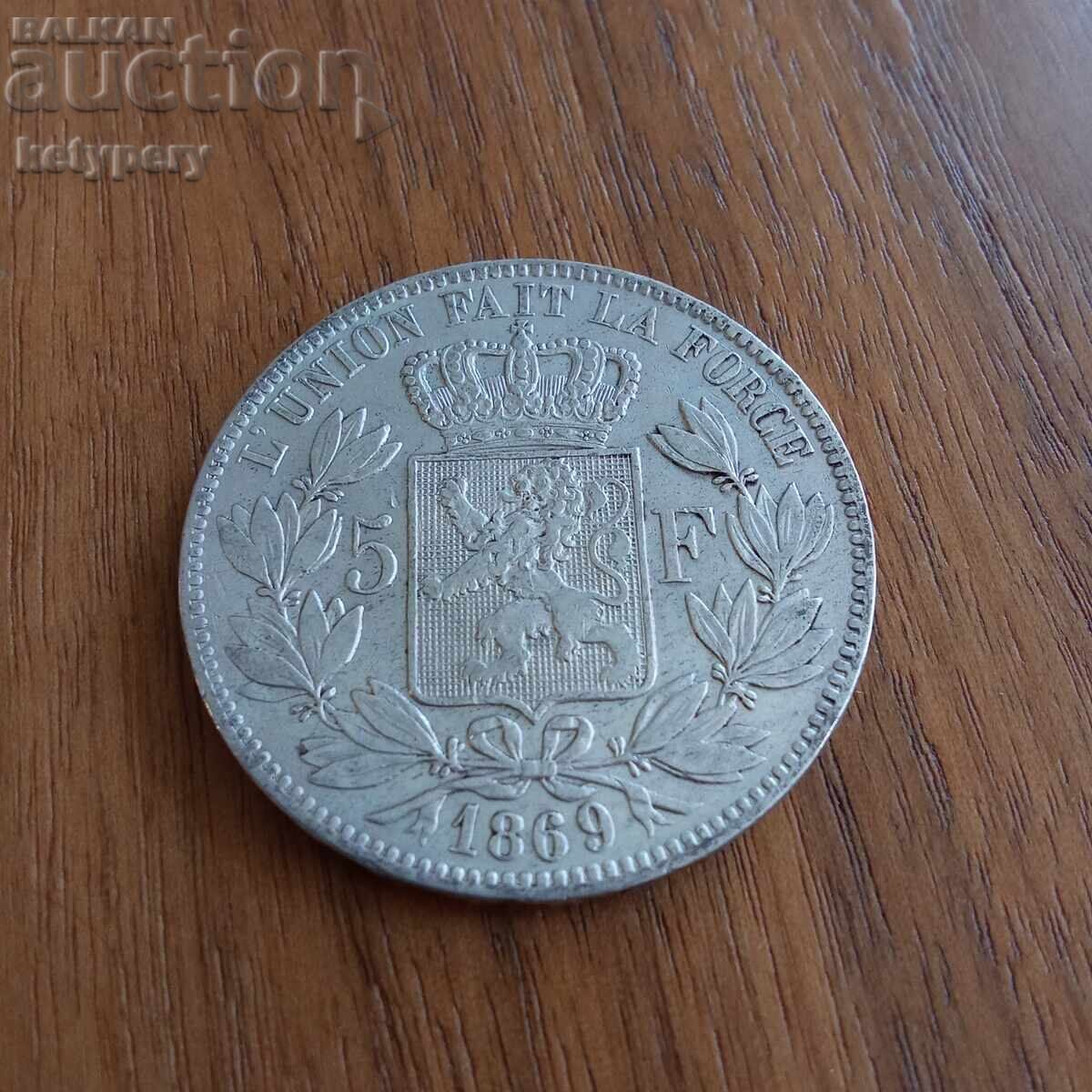 5 franci 1869 Belgia