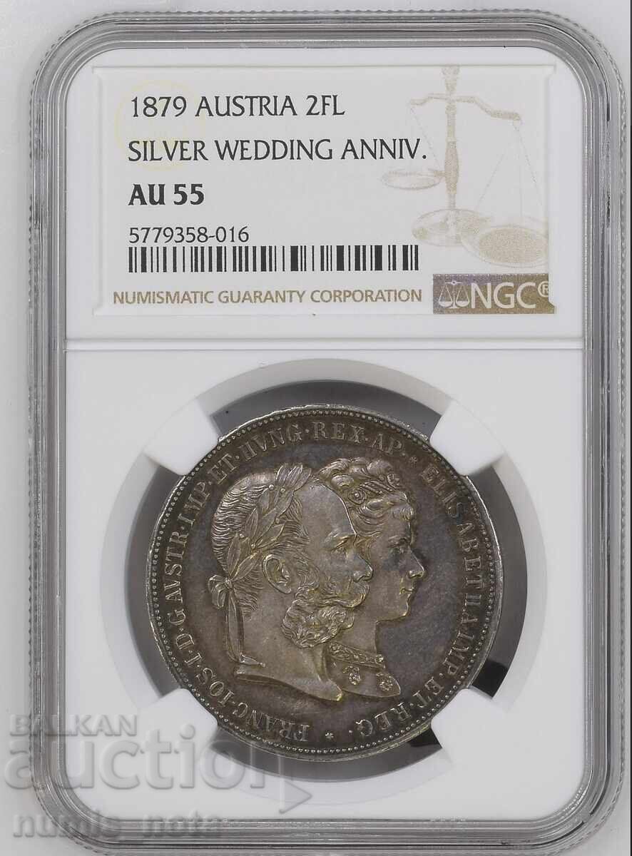 2 florini 1879 Austria NGC AU55