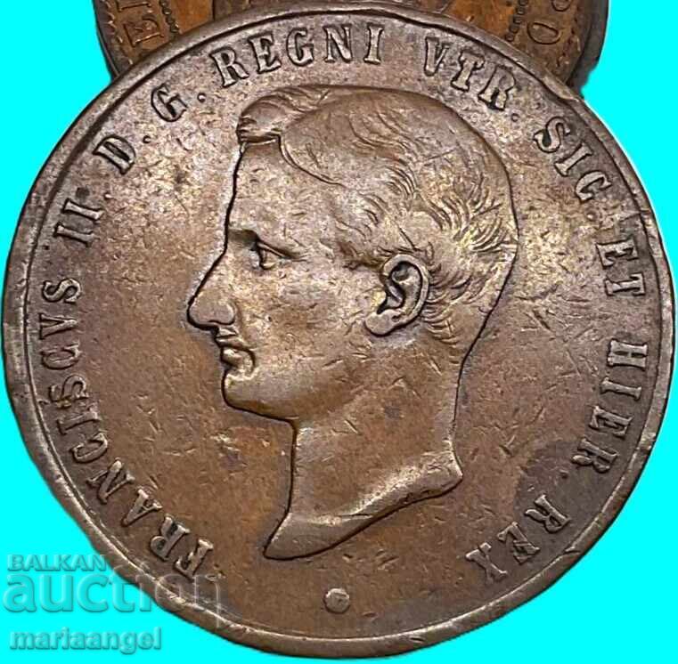 10 Торнези 1859 Италия 31г кралство 2 Сицилии Фердинанд